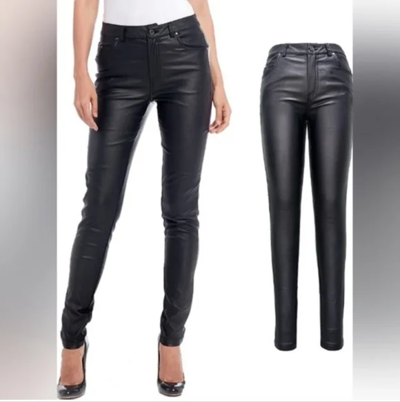 SPYM Luxe Coated Black Edgemont Ultra Skinny Ankle Zip Pants Size 38 (M) - Picture 5 of 16